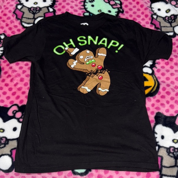 Holiday Time Tops - Black Shirt with Gingerbread Design